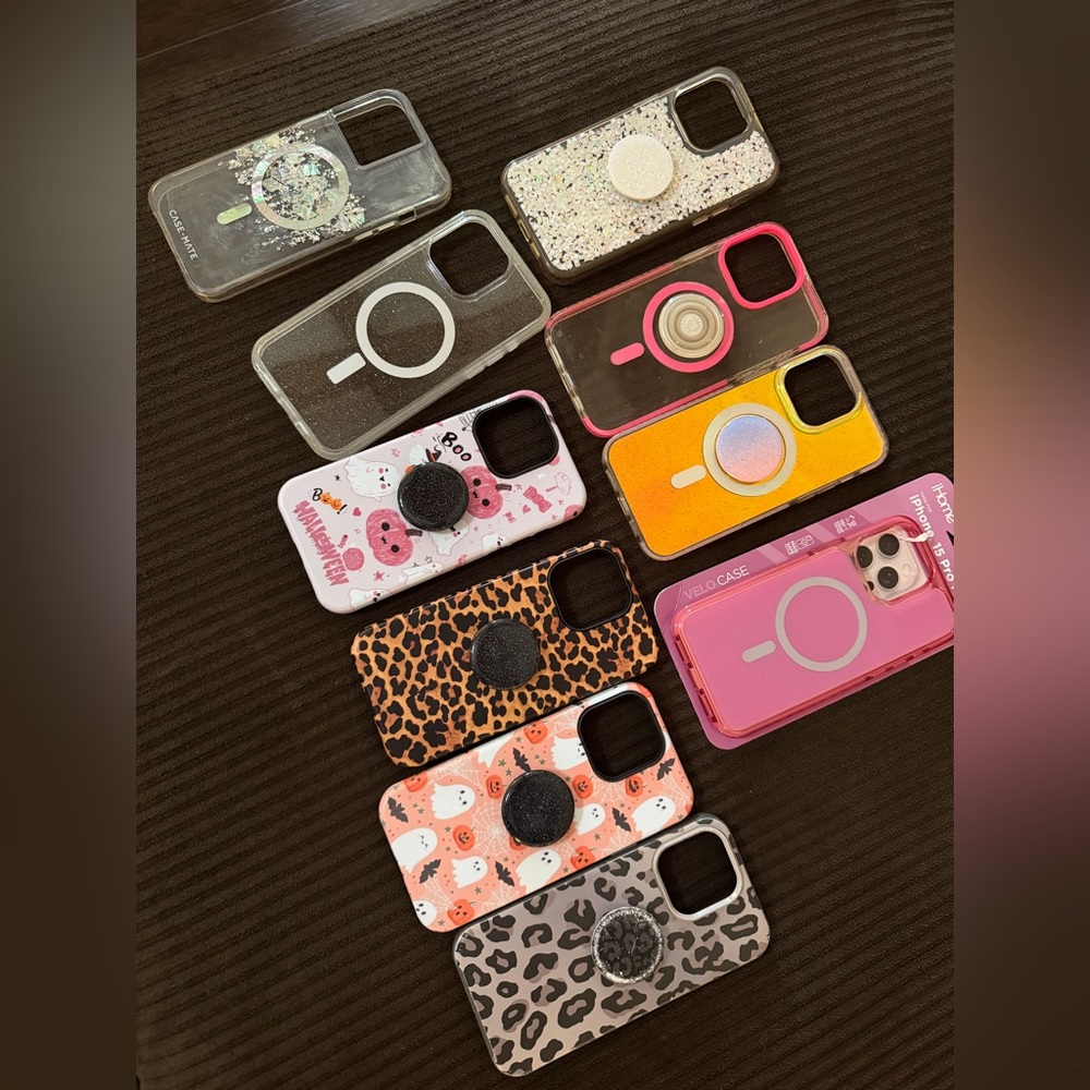 Assorted Pink and Multicolor Phone Cases with Pop Sockets